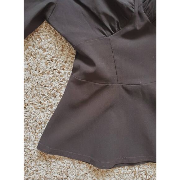 Topshop Bengaline Off the Shoulder Bardot Neck Black Women's Blouse size 2 - Picture 11 of 12